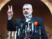 Thủ tướng của Hamas, Ismail Haniyeh, trong một cuộc họp báo gần đây.